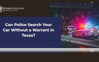 Police car with flashing lights at night in Texas.